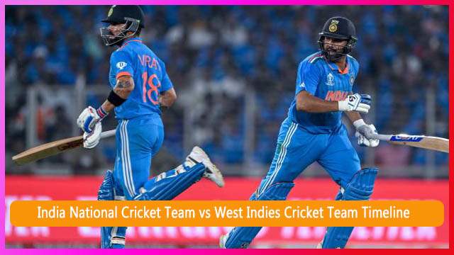 India National Cricket Team vs West Indies Cricket Team Timeline